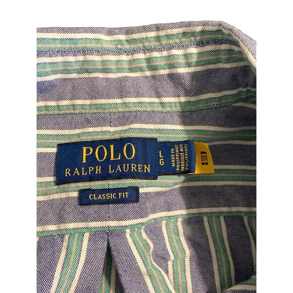 Polo Ralph Lauren Mens Sz L G Logo Cotton Button Down Multicolor Stripe - Picture 8 of 9